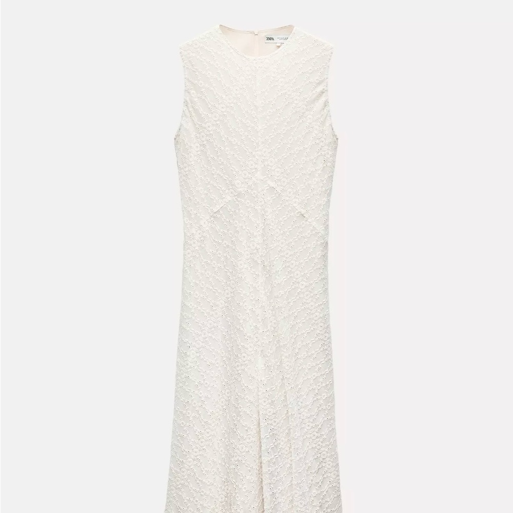 Zara Cream Sleeveless Lace Maxi Dress